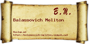 Balassovich Meliton névjegykártya